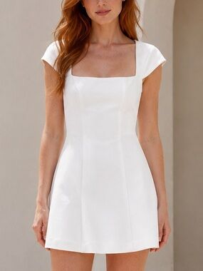 NWT Princess Polly ‘Mariza White’ Satin Cap Sleeve Mini Dress Graduation NEW